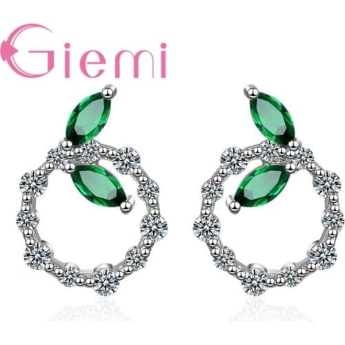 Hot Selling Genuine 925 Sterling Silver Round Shape Clear Cubic Zircon Crystal Women Female Stud Earrings Jewelry Factory Price