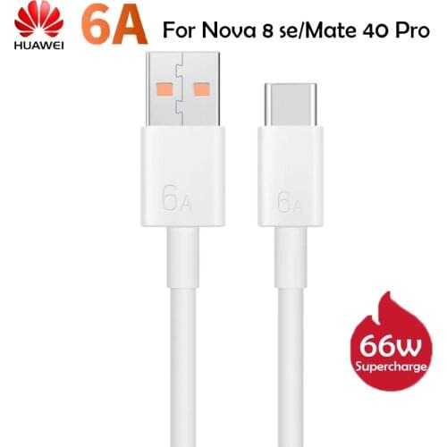 1/1.5/2M Huawei Mate 40 Pro 6A Type C Cable 66W Max Supercharge USB-C Data Line For Nova 7 8 SE P30 P40 Pro Honor 30 V30 Pro 30S