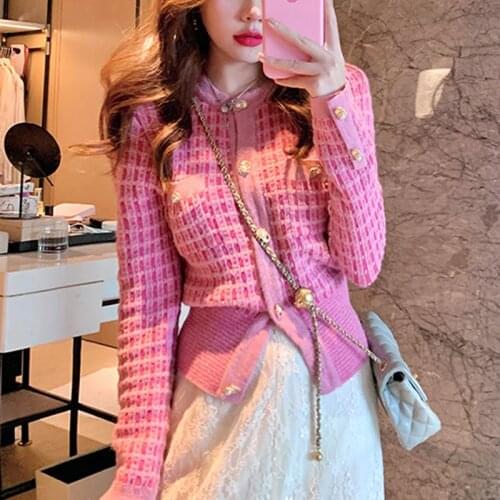 O-Neck Pearl Buttons Long Sleeve Women Knitted Cardigan Shiny Silk Thread Sweater Fall New 2021 Korean Chic Sweet Elegant Jacket