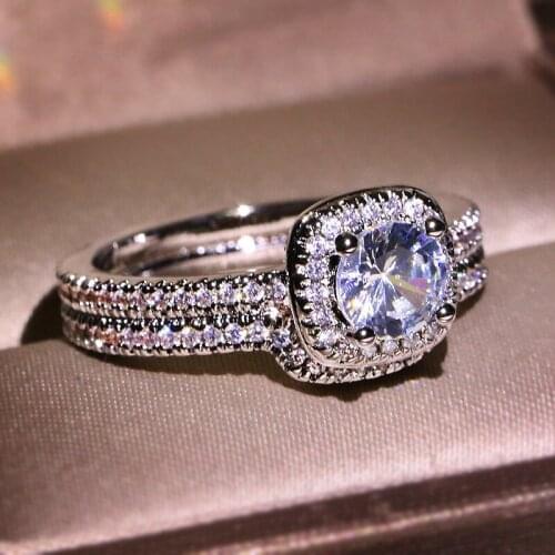 2021 Sterling Silver 925 Diamond Rings for Unisex Silver Wedding Filled Womens Couple Loves Nose Fine Jewelry Gift for Office