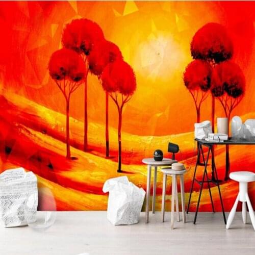 Red Design WallpapeModern Metal Relief Oil Painting Photo Wallpaper for Bedroom Room Murals Sitting Room Design Kitchen Desktop