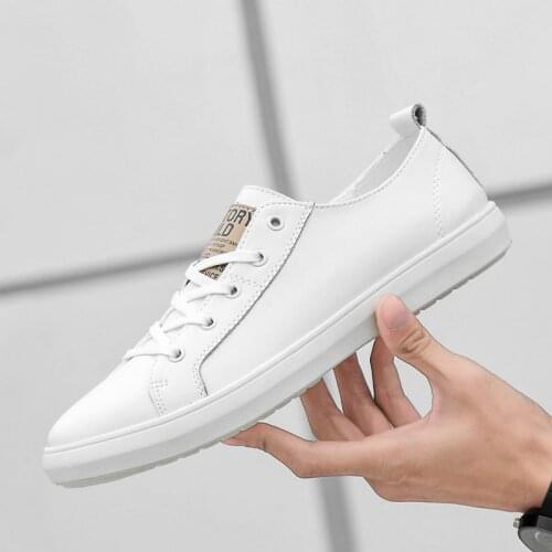 All-Match Mens Shoes Genuine Leather White Sneakers Men Fashion Retro Casual Shoes Luxury Leather Skateboard Flats Leisure Shoe