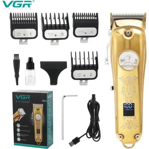 VGR Electric Hair Clipper Retro Oil Head Hair Clipper LCD Display Carved Pattern Electric Clipper V-226