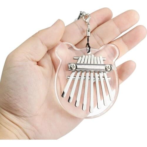 Mini Acrylic Kalimba 8 Keys Clear Finger Piano Marimba Musical Pendant Gift Kids Beginners