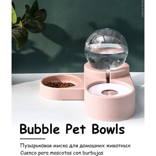 Bubble Pet Bowls Food Automatic Feeder Fountain Water Drinking For Cat Dog Feeding Container Pet Feeder Double Bowl
