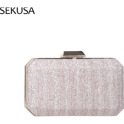 Fashion New Design Women Day Clutch Stripped Line Evening Bags Causal Party Handbags Holder Banquet Metal Purse