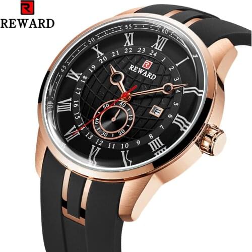 REWARD Luxury Brand Fashion Mens Watch Quartz Wrist Watch Men Waterproof Military Clock Male Silicone Strap Relogio Masculino