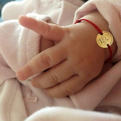 Custom baby Bracelets Cute Head portrait Stainless Steel Mom Dad Kids baby Bracelets Gold Adjustable lucky baby Bracelets gift