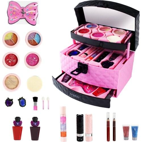 22PCS House Play Cosmetics Water-soluble Makeup Set Toy Girls Makeup Set Princess Cosmetics Make Up Set For Children Kids