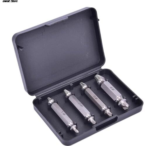 4Pcs Damaged Screw Extractor Remover Set Screws Bolt Extract Drill Bit Tool