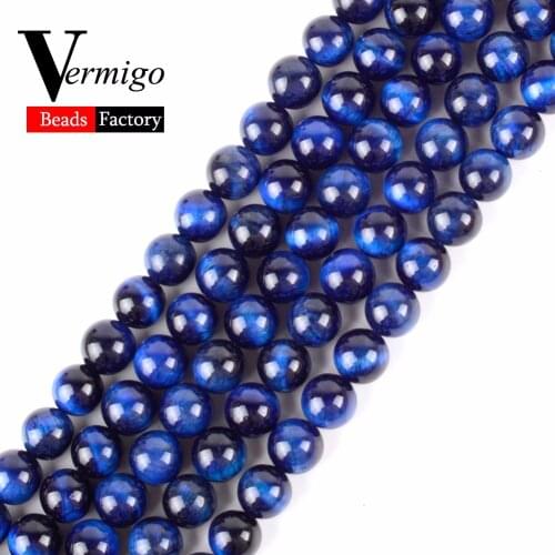Natural Gem Stone Blue Tiger Eye Beads Round Loose Beads For Jewelry Making Diy Bracelet Necklace 6 8 10mm Pick Size 15"Strand