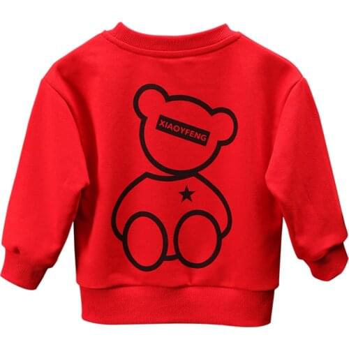 2021 autumn new girl cartoon bear print cute round neck sweatshirt male baby sweatshirt 0-5 years old boy clothes