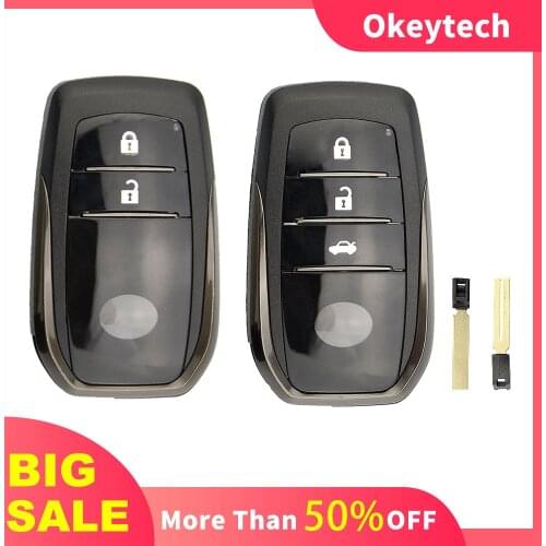 OkeyTech 2/3/4 Button Smart Keyless Car Remote Key Fob Shell For Toyota Fortuner Prado Camry Rav4 Highlander Crown Uncut Blade