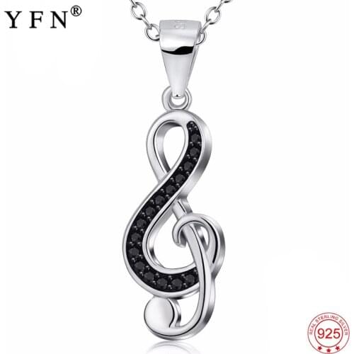925 Sterling Silver Necklace Musical Note Necklaces & Pendants Wedding Jewelry Elegant Women Necklace Christmas Gift GNX13964
