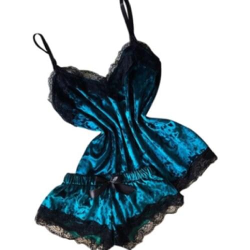 Silk Pyjamas Women Satin Velvet Sleepwear Set 2 Pieces Summer Suspender Nightdress Homewear Nighty Clothes M-2XL