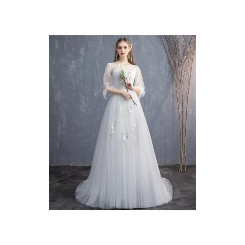 2020 New Appliques A-Line Wedding Dress Lantern Sleeves Tulle Boho Wedding Gowns Vestido De Novia Princess Wedding Party Dresses