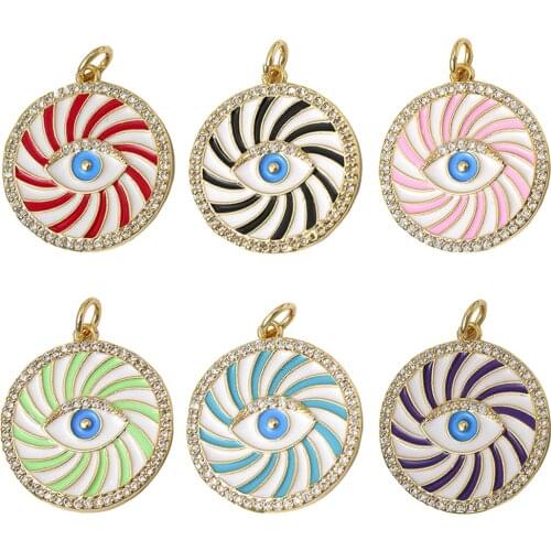 Sweet Lollipop Shape Pendants For DIY Necklace Enamel Evil Eyes Charms Pendant Women Handmade Earrings Bracelet Making Supplies