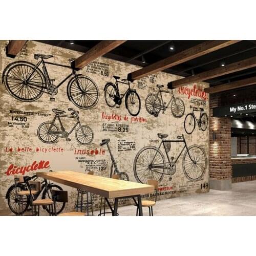 Custom childrens wallpaper,Vintage Bicycle,3D retro wall painting for living room sofa store background wall vinyl wallpaper