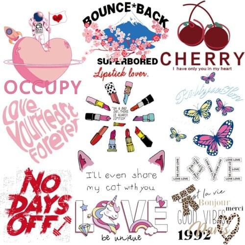 Prajna Unicorn Letter Patch Clothing Thermoadhesive Patches Heart Letter Stickers Iron-On Transfers For Clothing Iron On Patches