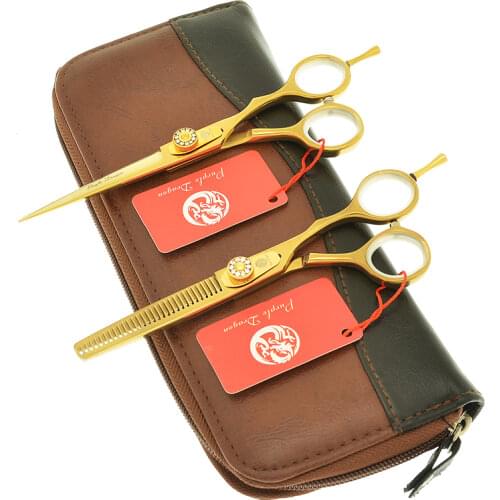 Purple Dragon 5.5/6 inch Professional Japan 440 Steel Hair Scissors Barber Cutting Shears Salon Haircut Thinning Scissor A0068B