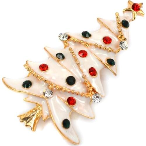 Cute New Casual Rhinestone Christmas Tree Charms Pendants Pins Brooch Women Girls Brooches Pins Decoration Xmas Merry Xmas Gifts