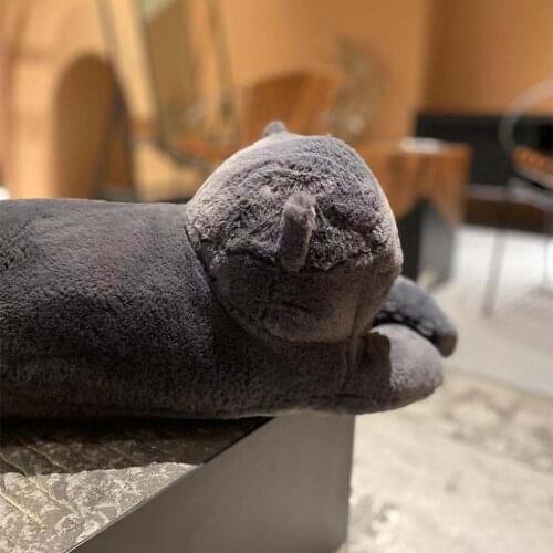 Nordic Blue Cat Pillow Large Long Velvet Sleeping Pillow Soft Plush Leg Pillow Cute Sofa Lumbar Pillow Living Room Floor Cushion