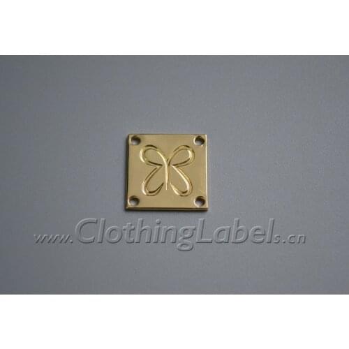 Super shiny gold 2 holes Engraved Metal label clothing decorative hand sewing tags