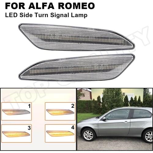 2X For Alfa Romeo 156 147 / Fiat Tipo Egea / Lancia Delta 3 Ypsilon LED Dynamic Side Marker Light Arrow Turn Signal Blinker Lamp