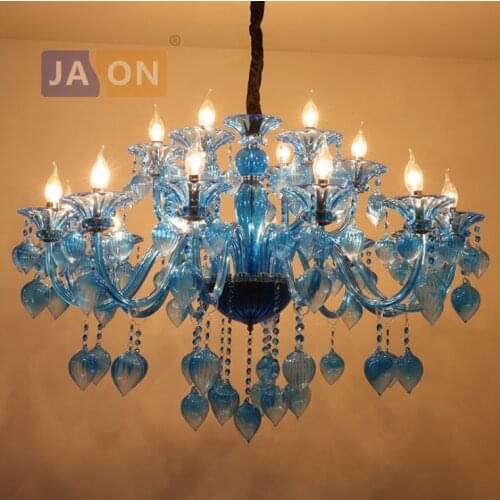 Led e14 Postmodern Iron Glass Blue LED Chandelier Chandelier Lighting LED Light LED Lamp For Foyer Dinning Room