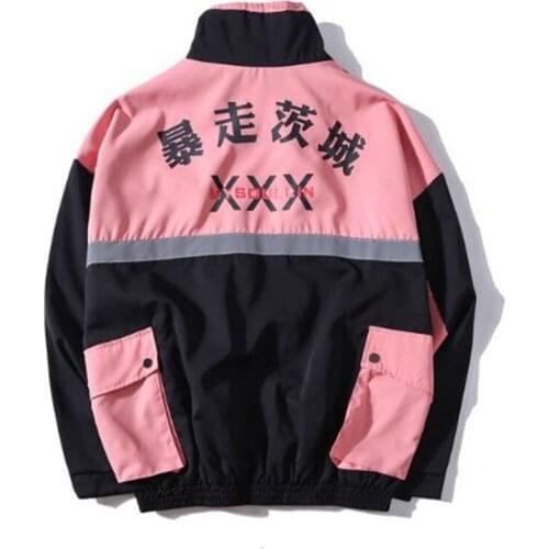 Chinese alphabet Storm Ibaraki Reflective Jacket Men Spring Autumn Casual Windbreaker IS AN ATTITUDE Print Jackets Coats