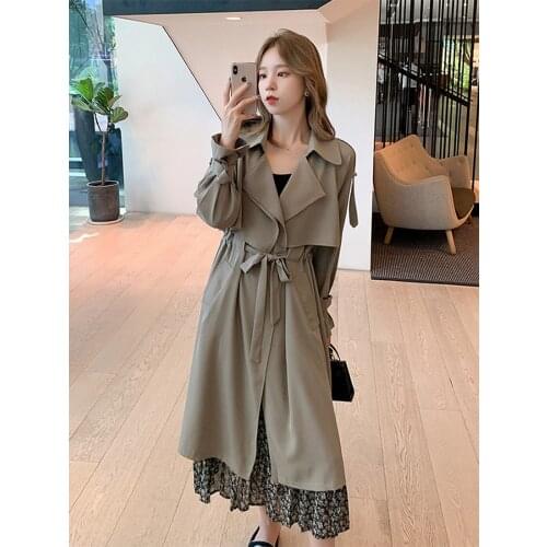 Temperament windbreaker women spring 2021 new Korean coat mid-length French retro British style coat