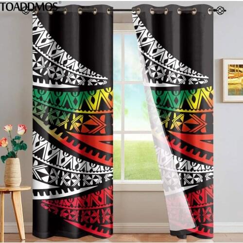TOADDMOS Colorful Polynesian Tribal Pattern Blackout Curtains for Living Room Bedroom Window Sun Blinds Home Decoration Cortina