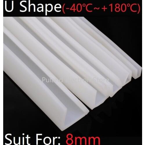 U Shape Seal Strip 8mm Channel Silicone Rubber Wrap Slid Window Car Door Shower Frameless Glass Edge Weatherstrip Soft Protect