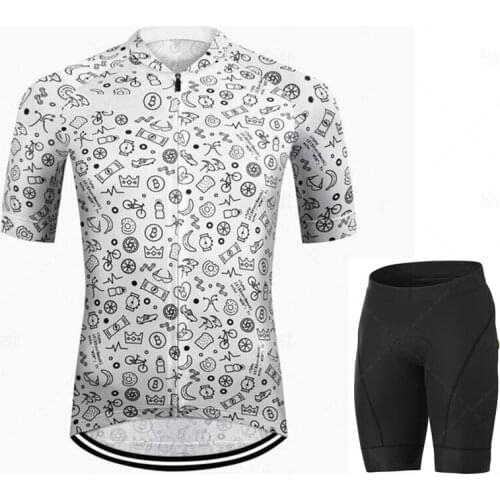 Cycling suit Short sleeve suit Mens summer cycling shirt Cycling jacket Outdoor sports breathable silicone cushion