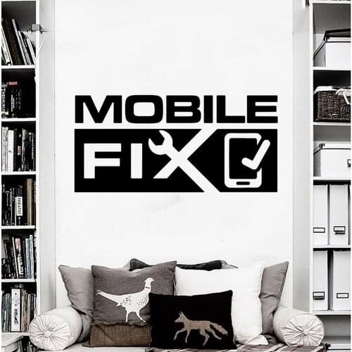 Large Mobile Repair Fix Logo Window Wall Decal Cellphone Repair Tool Glass Wall Sticker Shop Vinyl Decor