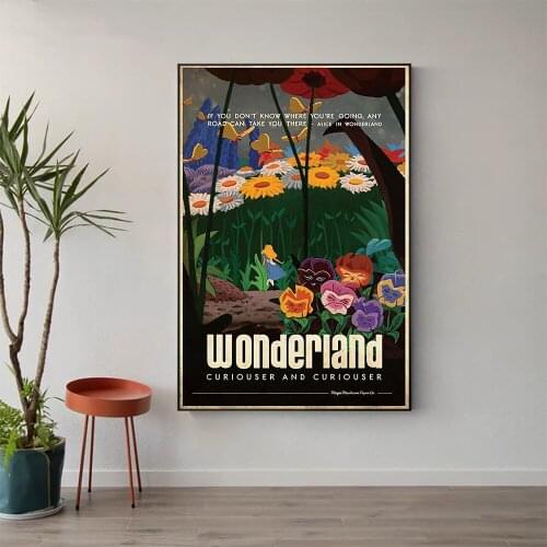 W579 Silk Fabric Poster Wall Art Decor WONDERIAND Classic Movie Trend Fashion Decoration Bright Gift
