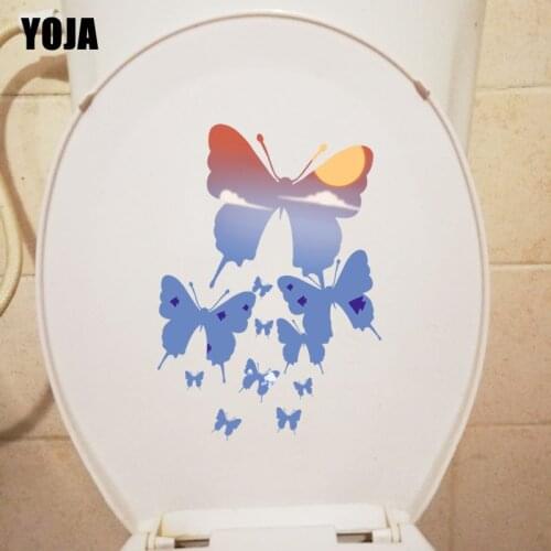 YOJA 15.7X21.7CM Flying Butterflies Home BedRoom Decor Wall Sticker Toilet Decal Funny Cartoon Art T3-1278