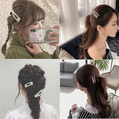 5pcs Korea Fashion Solid Pearl Hair Clips for Women Hair Barrette Hairpins Trendy Handmade Hair Styling Accessories Nice Gifts