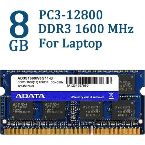ADATA la memoria del ordenador portátil DDR3 DDR3L 2GB 4GB 8GB 1600MHz Ram, así que DIMM 204 pin 1600, para Lenovo ThinkPid