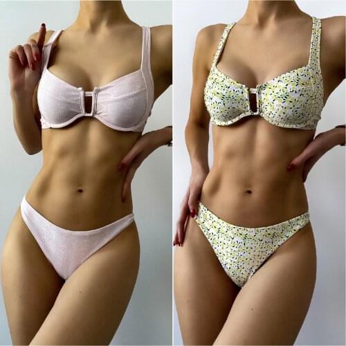 Womens Sexy Fashion Split Swimsuit Sexy Hollow Out Steel Bra Gathered Bikini Brazilian