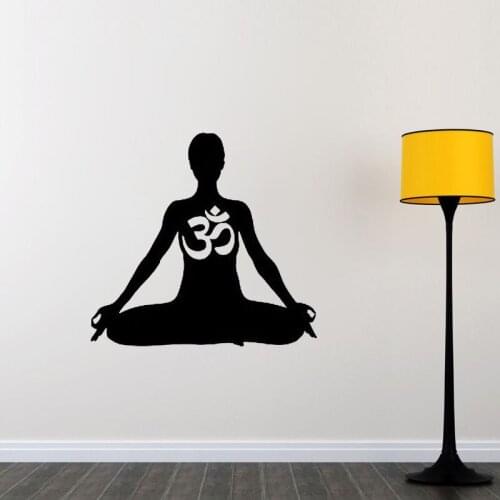 ZOOYOO Meditation Wall Sticker Om Art Home Decor Mural Buddha Namaste Yoga Wall Decal Peace Lotus Flower Design Decoration
