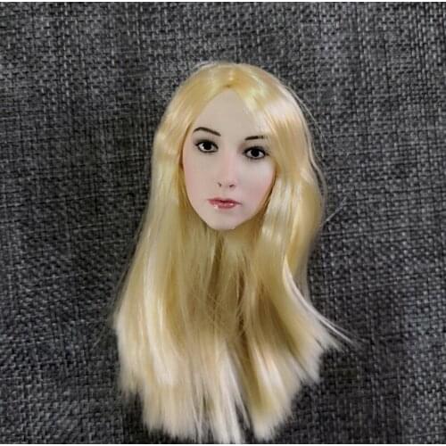 1/6 Female Head Sculpt Accessory Woman Girl Head Head Carved Pale Skin Light Long Hair Model for 12'' Action Figure Body