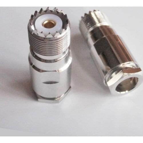 Connector Socket PL259 SO239 UHF Female Clamp Solder For LMR400 RG8 RG213 RG214 RG165 7D-FB Cable Brass RF Coaxial Adapter