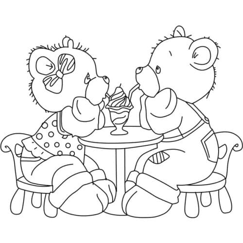 10x10 Bear drinking New Transparent Clear Rubber Stamp Sheet Cling Scrapbooking Photo Album PaperCard DIY Craft