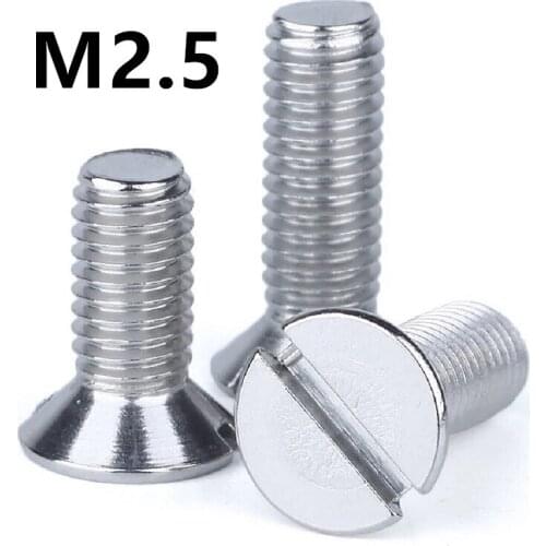 200pcs/lot M2.5x5/6/8/10/12/14/16/18/20mm DIN963 GB68 Stainless steel countersunk head slotted screw flat groving machine screws