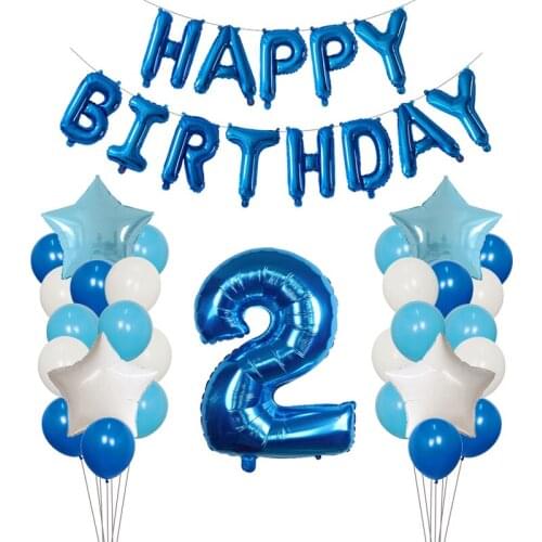 42pcs/lot 30 inch Digital Number Foil Balloon Birthday Party Decoration Star Latex Balloon Baby Shower 1st Party Decor Air Globo