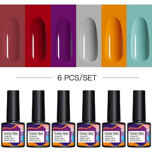 8ml Gel Nail Polish Set 4/6Pcs Hybrid Varnish Soak Off UV Gel LED Semi Permanent All For Manicure Nail Art Gel Polish Kit