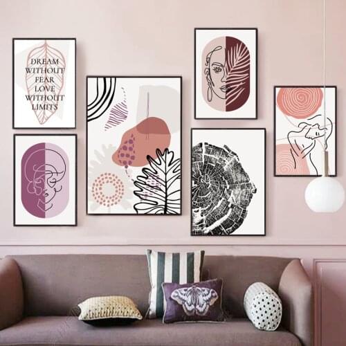 Abstract Girl Palm Monstera Landscape Wall Art Canvas Painting Nordic Posters And Prints Wall Pictures For Living Room Decor