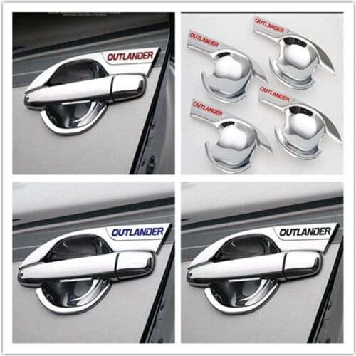 Car styling Chrome Handle cover exterior outside outer door cup bowl accessories moulding trim for2016-2018 Mitsubishi Outlander