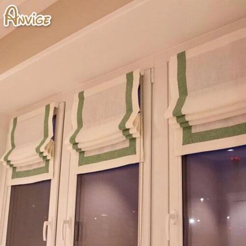White Color With Green Striped Blackout/Light Filtering Curtain Roman Blinds Roman Shades Customized